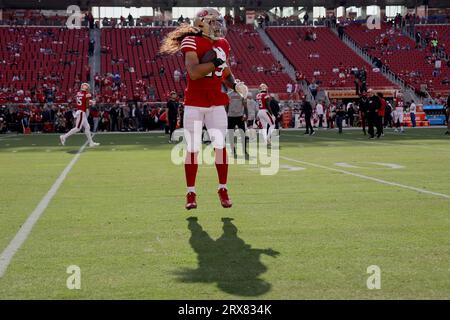 Jacksonville, FL, USA. 21st Nov, 2021. San Francisco 49ers safety Talanoa  Hufanga (29) before 1st half NFL football game between the San Francisco  49ers and the Jacksonville Jaguars at TIAA Bank Field