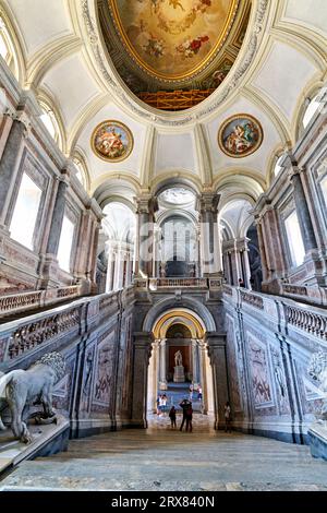 Caserta Campania Italy. The scalone (staircase of honour) by Luigi Vanvitelli at the Royal Palace Stock Photo