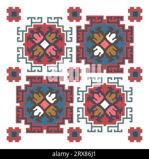 A cross stitch pattern with a red, white, and blue design Stock Vector