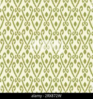 A vibrant green and white ikat pattern Stock Vector