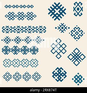 A bunch of different types of cross stitch designs Stock Vector