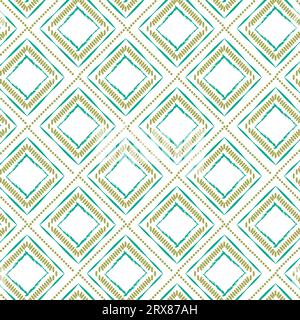 A vibrant diamond pattern in green and yellow on a clean white background Stock Vector