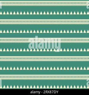 A geometric border pattern with alternating green and white triangles Stock Vector