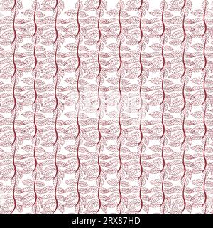 A vibrant red and white wallpaper featuring intricate leaf jaal vines pattern Stock Vector