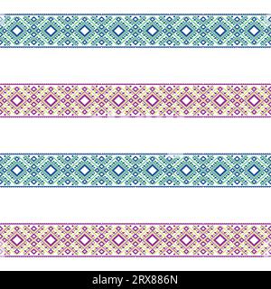 Abstract colorful pixel art borders on a white background Stock Vector