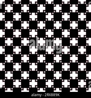 A black and white pattern with white crosses Stock Vector