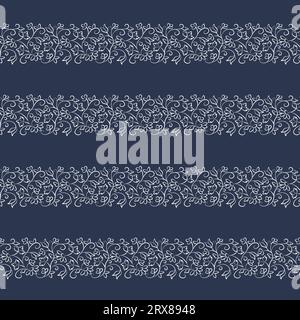 A minimalist composition of white vines on a vibrant blue backdrop Stock Vector