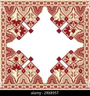 A cross stitch pixel art pattern with a white background Stock Vector