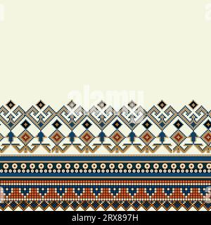 A cross stitch border with a white background Stock Vector