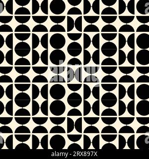 A monochromatic abstract pattern featuring circular shapes, seamless repeated pattern Stock Vector