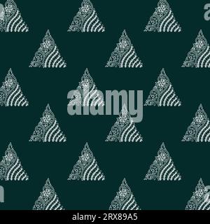 A vibrant geometric seamless pattern of green and white triangles Stock Vector