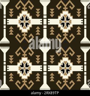 A brown and white pattern with geometric shapes Stock Vector