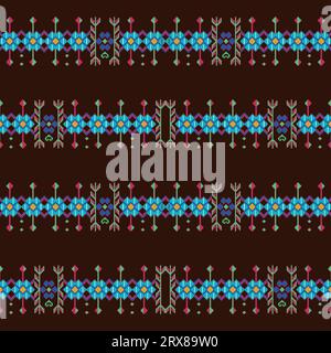 Snowflakes on a brown background, creating a beautiful and intricate pattern, repeated seamless pattern, border Stock Vector