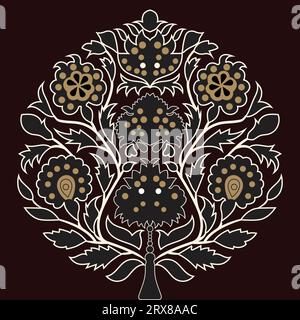 A tree with lots of leaves and flowers on it Stock Vector