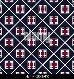 A black and white seamless repeated pattern with red and white squares Stock Vector
