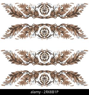 Decorative borders with floral and leaf motifs Stock Vector