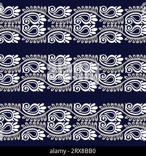 A blue and white pattern with elegant swirling designs Stock Vector