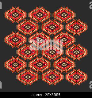 A red and black pattern on a black background Stock Vector