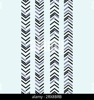 A black and white chevron border pattern on a light blue background Stock Vector