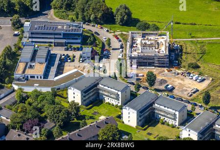 Aerial view, Dr. Spang construction site and new building office complex next to Netto supermarket, Rosi-Wolfstein-Straße, Annen, Witten, Ruhrgebiet, Stock Photo