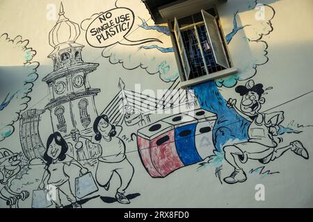 No Single Use Plastic Penang Street Art, Pulau Pinang, Malaysia Stock Photo