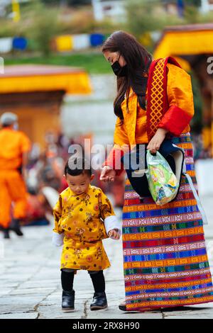 Mother and son walking Stock Photo