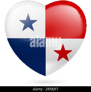 Heart with Panamanian Flag Colors. I Love Panama Stock Vector