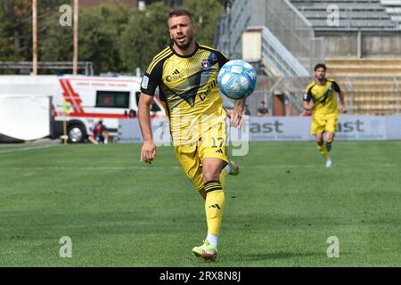 Zagreb, Croatia. 15th July, 2023. Jan Mlakar of Hajduk Split and Fran Topic  of Dinamo Zagreb in action during the Supersport Supercup match between GNK Dinamo  Zagreb and HNK Hajduk Split at
