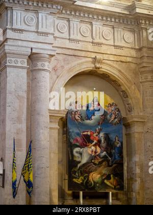 Angelo Riggi Painting of George and the Dragon on a building in the Old Town of ...