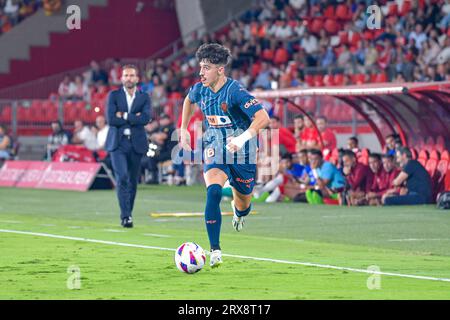 September 23, 2023: Diego Lopez of Valencia CF Drives the ball during the match between UD Almeria and Valencia CF of La Liga EA Sports on September 23, 2023 at Power Horse Stadium in Almeria, Spain. (Photo by Samuel CarreÃ±o) (Credit Image: © Samuel CarreÃ±O/PX Imagens via ZUMA Press Wire) EDITORIAL USAGE ONLY! Not for Commercial USAGE! Stock Photo