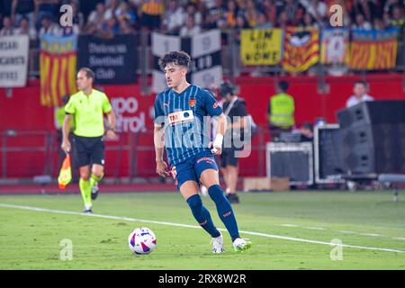 ALMERIA, SPAIN - SEPTEMBER 23: Diego Lopez of Valencia CF controls the ball during the match between UD Almeria and Valencia CF of La Liga EA Sports on September 23, 2023 at Power Horse Stadium in Almeria, Spain. (Photo by Samuel Carreño) Credit: Sipa USA/Alamy Live News Stock Photo