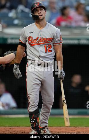 Baltimore Orioles' Adam Frazier reacts during a baseball game