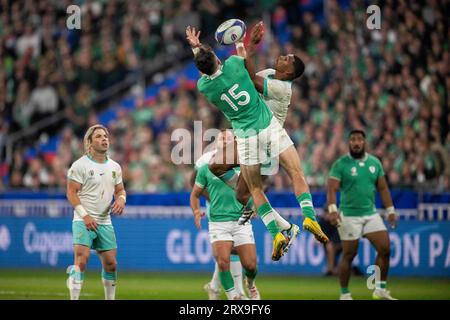 Saint Denis, France. 23rd Sep, 2023. Action during World Cup Pool B match between South Africa and Ireland at the Stade de France in Saint-Denis, on the outskirts of Paris on September 23, 2023. Photo by Eliot Blondet/ABACAPRESS.COM Credit: Abaca Press/Alamy Live News Stock Photo