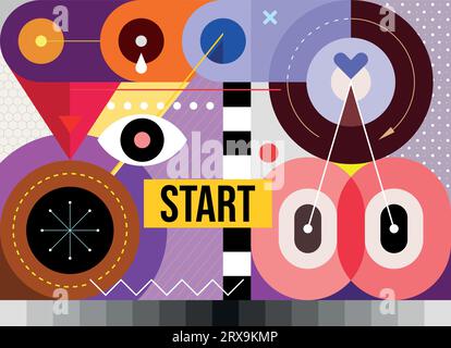 Decorative vector design includes geometric shapes and abstract objects. Stock Vector