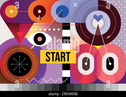Decorative vector design includes geometric shapes and abstract objects. Stock Vector