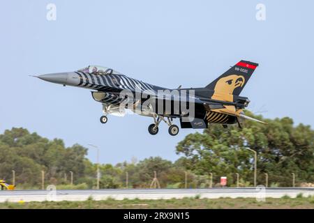 Turkish Air Force General Dynamics (TUSAS) F-16C Fighting Falcon (401) (REG: 88-0021) landing after performing a display. Stock Photo