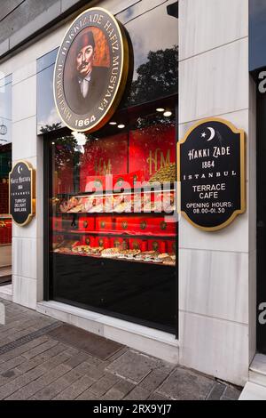 Istanbul, Turkey - May 13, 2023: Hafiz Moustafa, old traditional Turkish Delights shop, in Istiklal Street, near Taksim Square Stock Photo