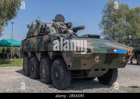 Polish artillery systems. Combat vehicle - Rak self-propelled mortar. Public presentation of Polish weapon systems, Polish Army, Poland Stock Photo