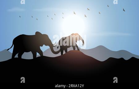 Elephant Animal design silhouette. Hand drawn minimalism style vector illustration Stock Vector