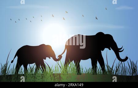 Elephant Animal design silhouette. Hand drawn minimalism style vector illustration Stock Vector