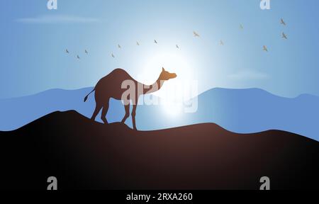 Camel Animal design silhouette. Hand drawn minimalism style vector illustration Stock Vector
