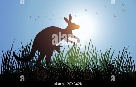 kangaroo Animal design silhouette. Hand drawn minimalism style vector illustration Stock Vector