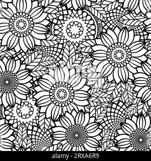 Sunflowers Seamless Pattern Background  Stock Vector