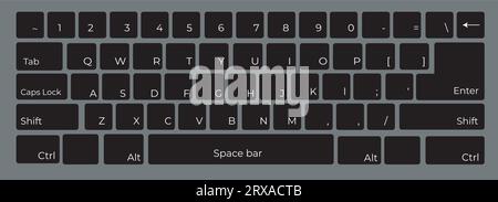 black keyboard with transparent background Stock Vector