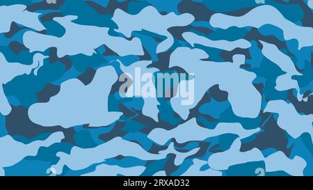 camouflage military texture background soldier repeated blue seamless pattern Stock Vector