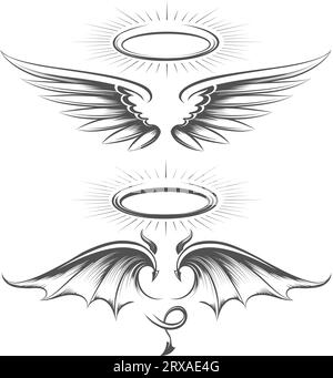 angel vs devil wing tattoo