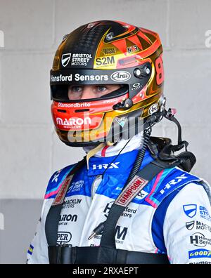 Silverstone, UK. 23rd Sep, 2023. Tom Ingram, Bristol Street Motors with EXCELR8 TradePriceCars.com, Hyundai i30N in the pit lane during the Kwik Fit British Touring Car Championships (BTCC) at Silverstone, Towcester, Northamptonshire, UK on 23 September 2023. Credit: LFP/Alamy Live News Stock Photo