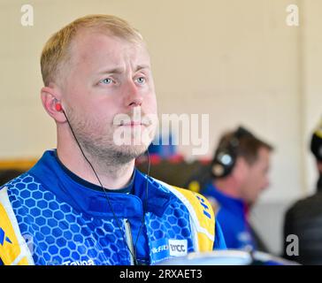 Silverstone, UK. 23rd Sep, 2023. Ashley Sutton, NAPA Racing UK, Ford Focus ST in the pit lane during the Kwik Fit British Touring Car Championships (BTCC) at Silverstone, Towcester, Northamptonshire, UK on 23 September 2023. Credit: LFP/Alamy Live News Stock Photo