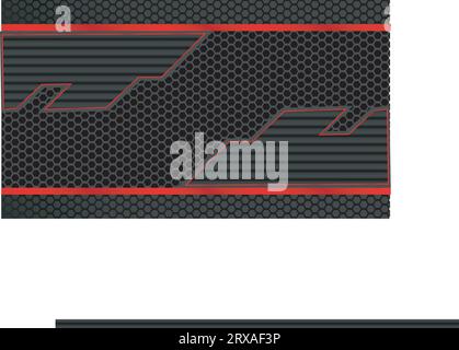 Futuristic perforated technology abstract background with red lines. vector concept design Stock Vector