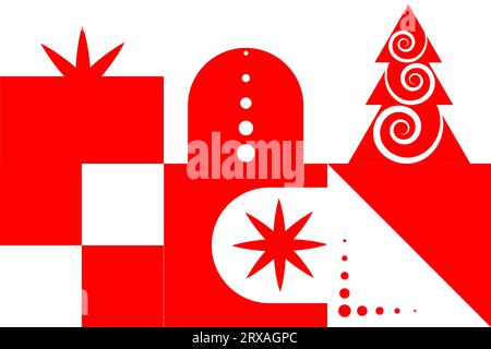 Geometric shapes elements red winter. Vector illustration, for background Stock Vector